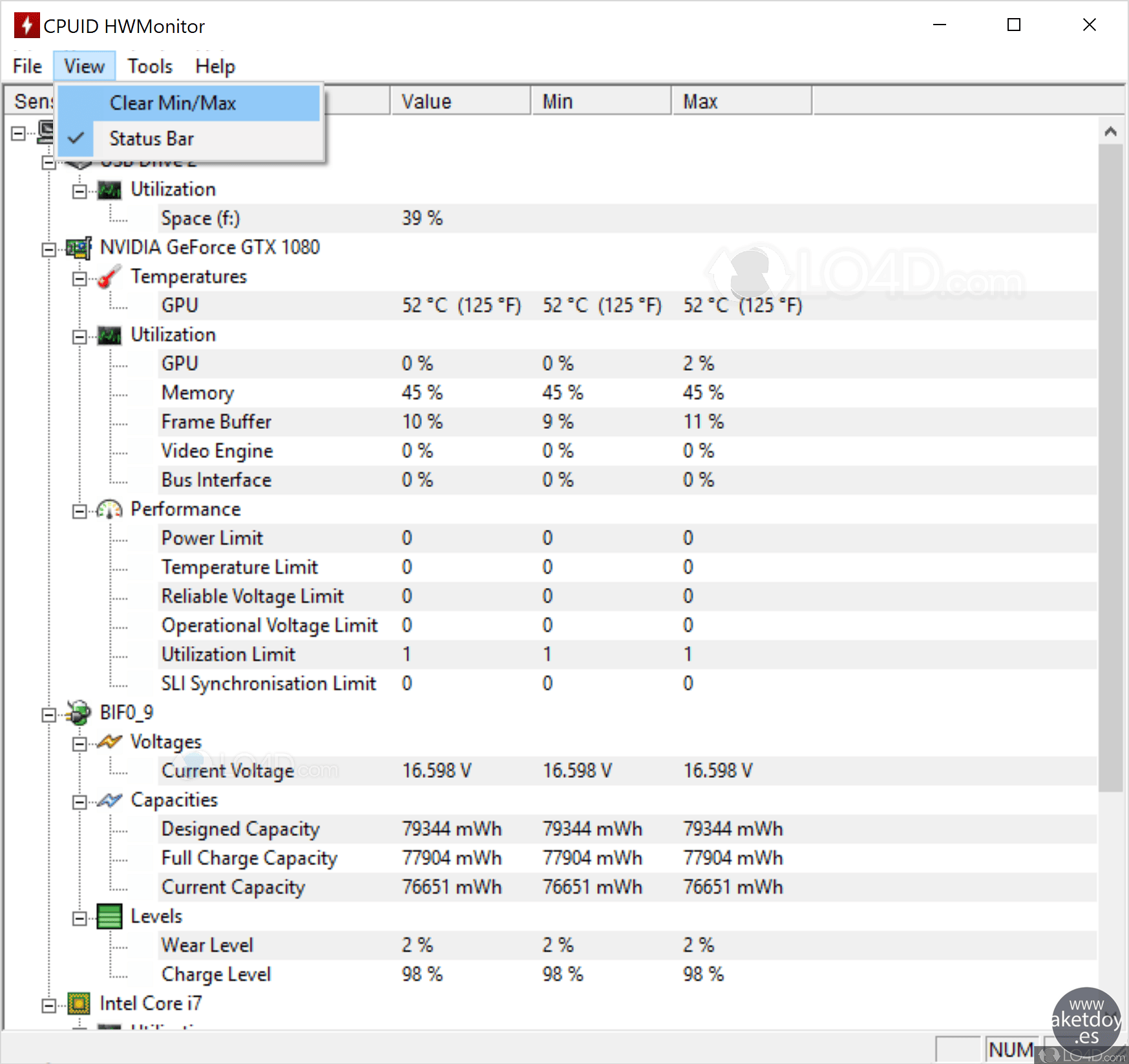 Diagnostico de pc con HWMonitor