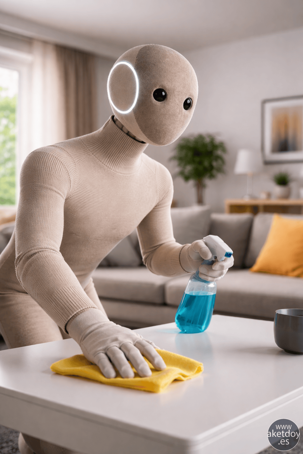 Neo limpiando en el salón