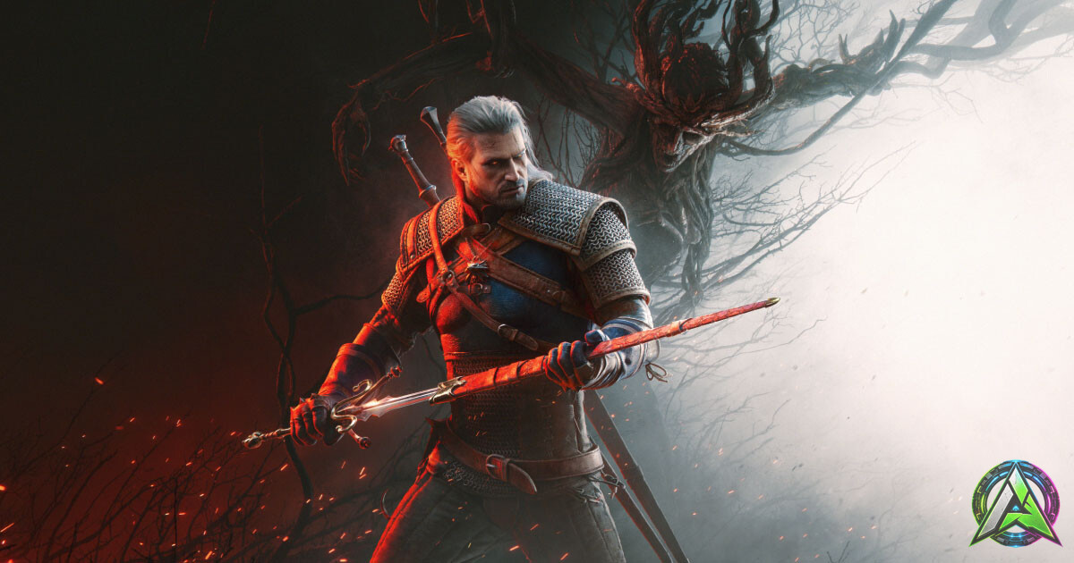 Geralt de Rivia en una escena oficial oscura y cinematográfica de The Witcher 3 Songs of the Past